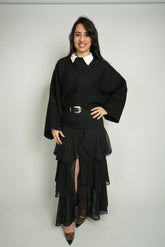 تنورة مرفرفة شيفون مع قشاط