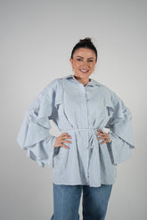 قميص مخطط طويل مرفرف