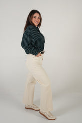 جينز لايكرا بيج مع قشاط اسود