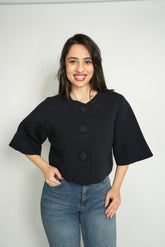 بلوزة نص كم كحلي