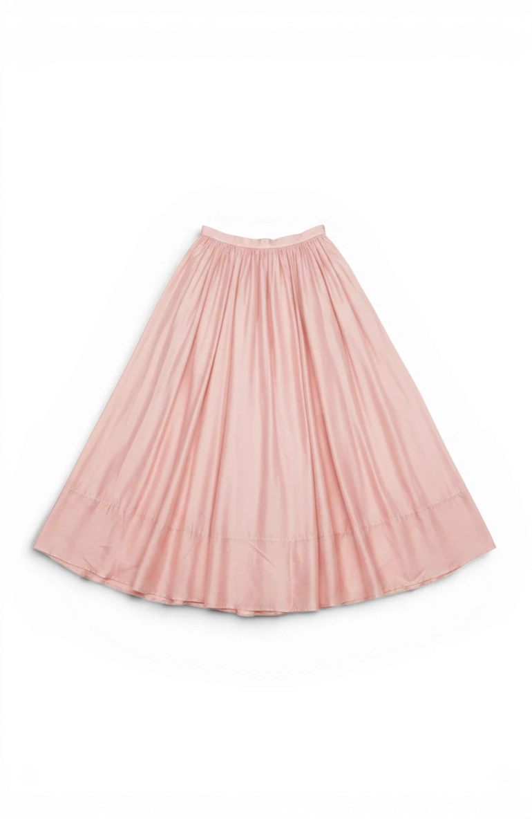 Meraki Closet PS pink pleated maxi skirt with a flowy silhouette and wide hem detail.