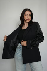بليزر  أسود ايديه ساتان