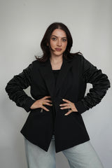 بليزر  أسود ايديه ساتان