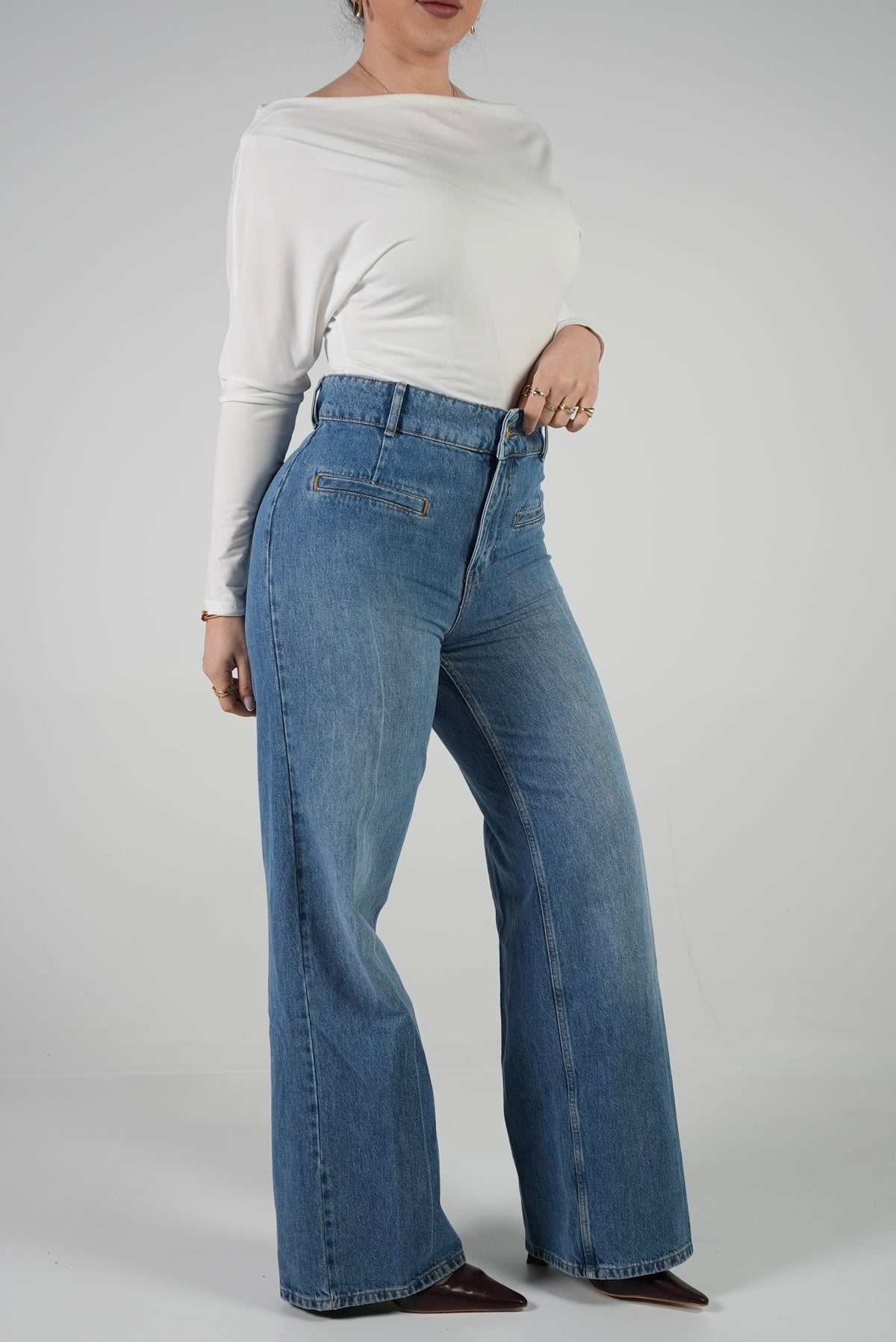 بنطلون جينز جيبتين