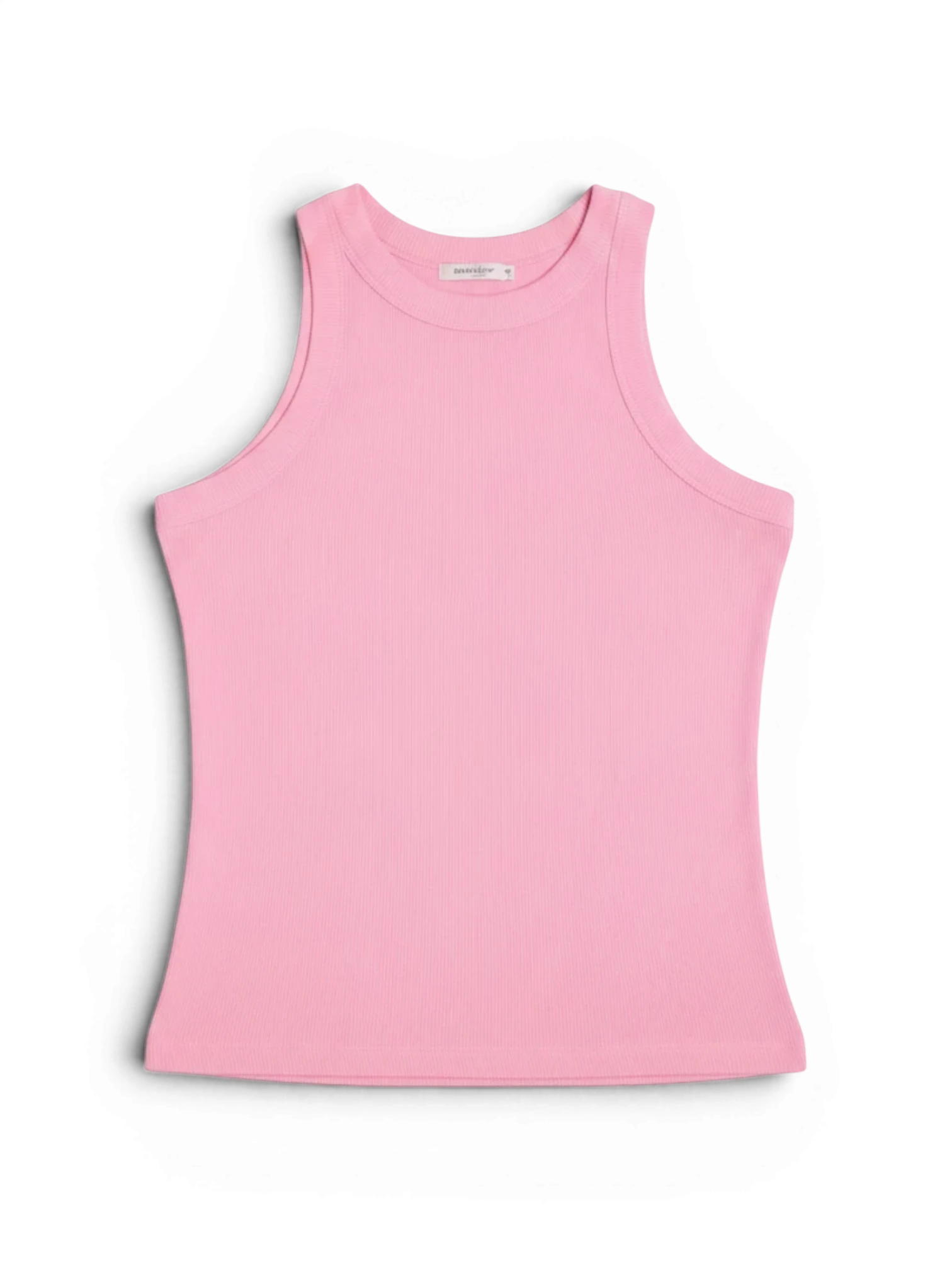 Meraki Closet PS pink ribbed sleeveless crop top with a crew neckline for a casual everyday look.